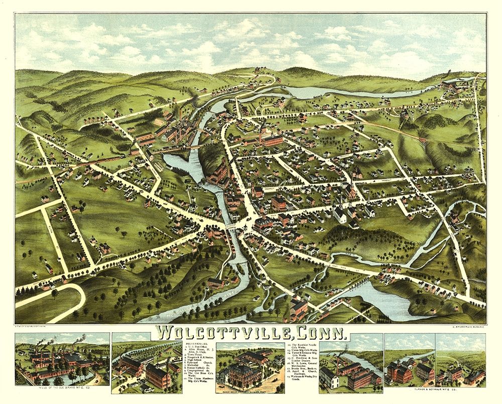Wolcottville Connecticut - Bailey 1875  art print by Bailey for $57.95 CAD