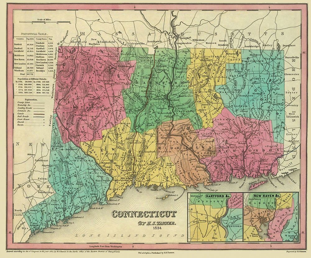 Connecticut - Tanner 1834 art print by Tanner for $57.95 CAD