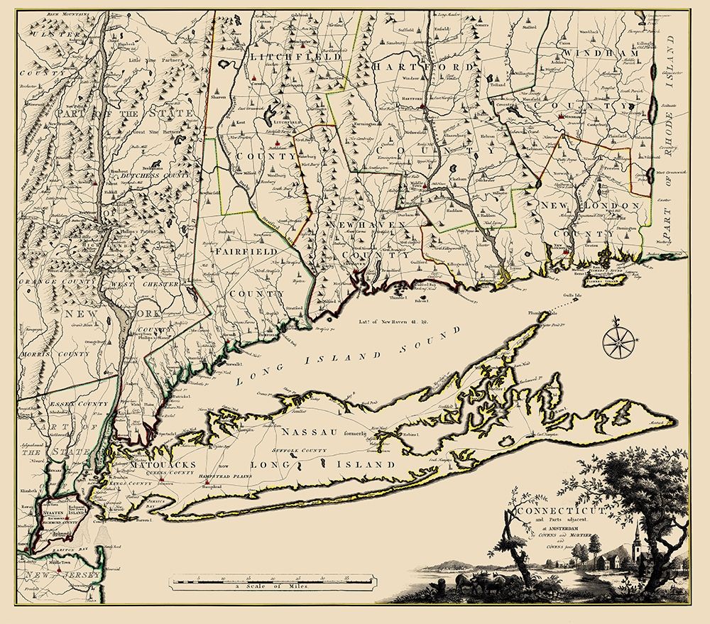 Connecticut, Long Island New York - Covens 1780 art print by Covens for $57.95 CAD