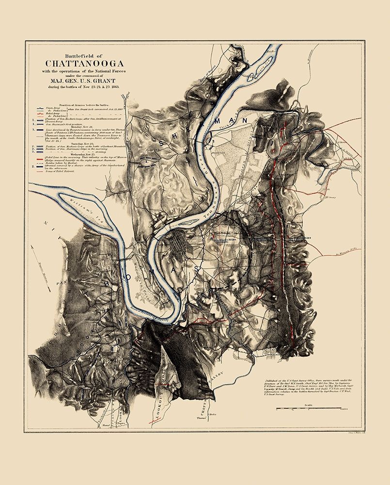 Battlefield of Chattanooga - Smith 1863 art print by Smith for $57.95 CAD