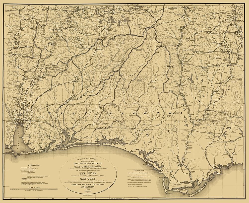 Cumberland of South and Gulf - Callahan 1863 art print by Callahan for $57.95 CAD