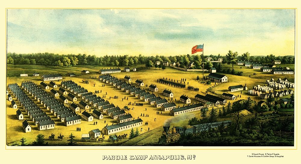 Parole Camp Annapolis Maryland - Sachse 1864 art print by Sachse for $57.95 CAD