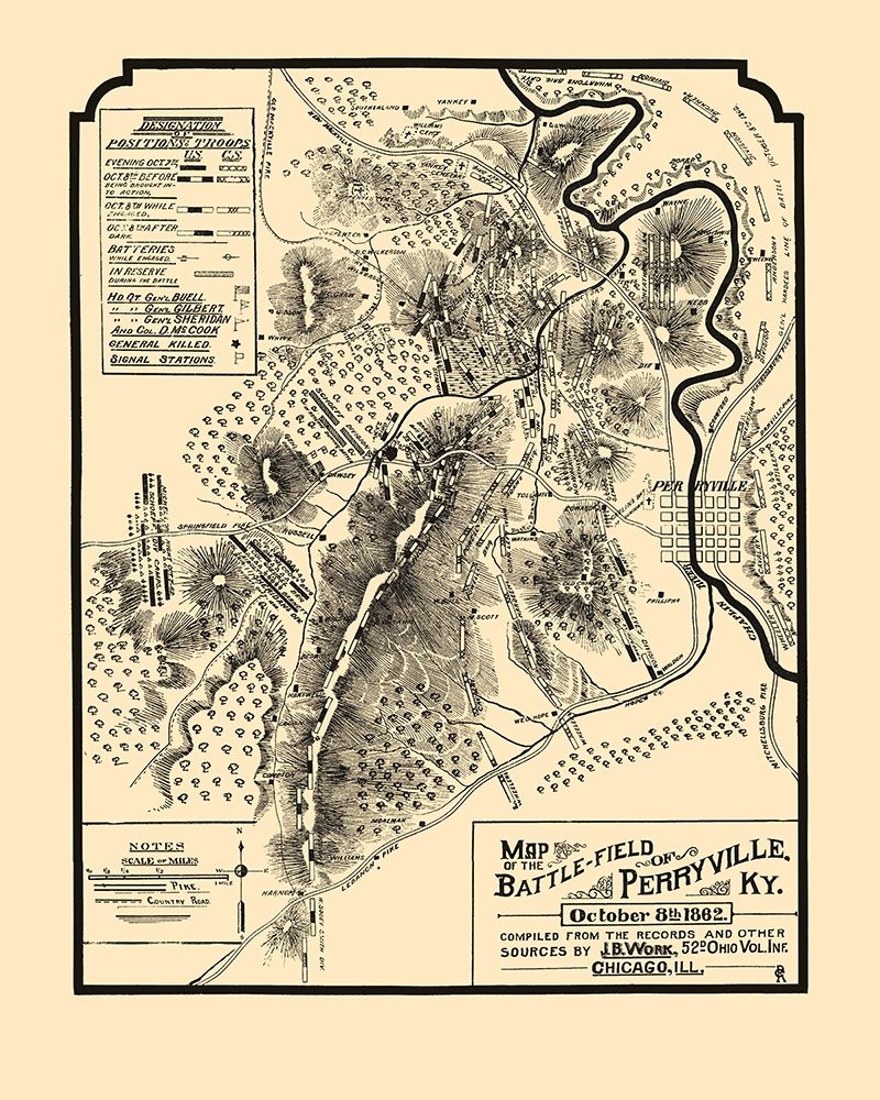 Battlefield of Perryville Kentucky - Work 1882 art print by Work for $57.95 CAD