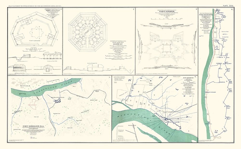Major Fort Plans Tennessee - Lamont 1894 art print by Lamont for $57.95 CAD