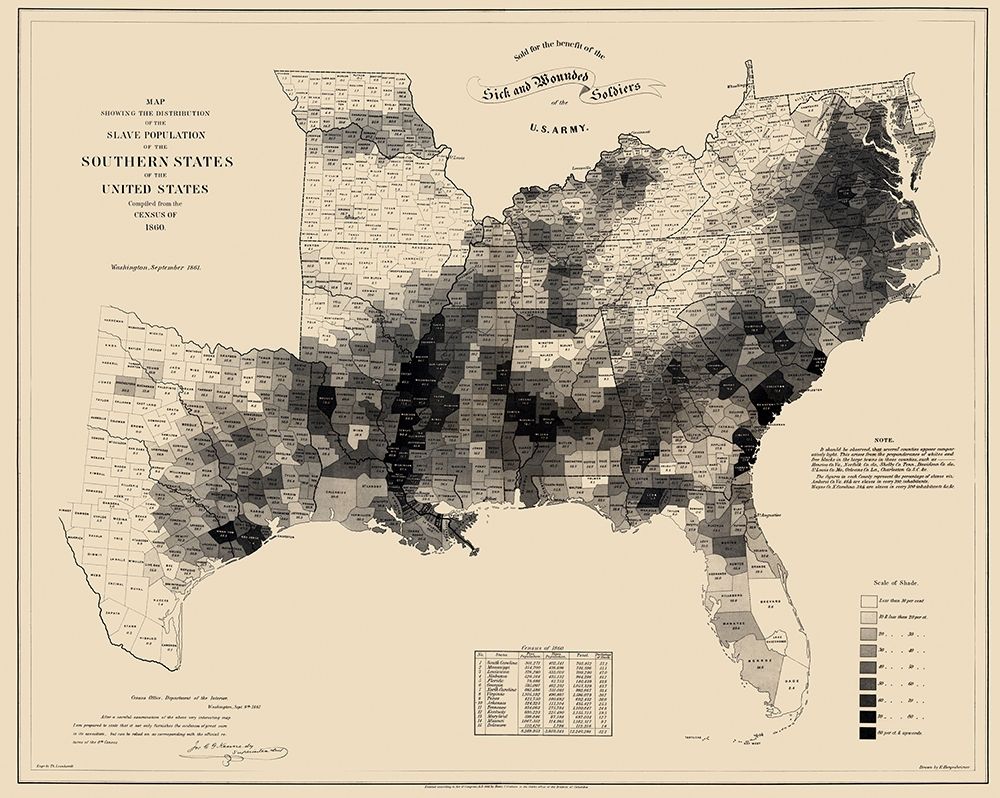 Slave Population Southern States art print by Hergesheimer for $57.95 CAD