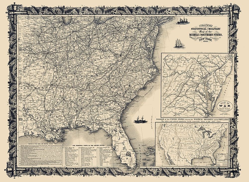 Statistical Military Middle Southern States art print by Thayer for $57.95 CAD