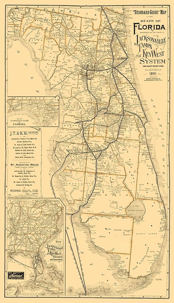 Florida Railroads - Northrup 1891  art print by Northrup for $57.95 CAD