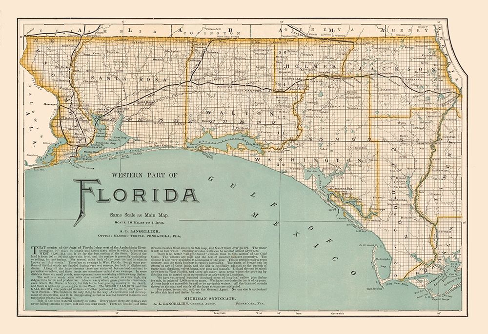 Western Florida - Langellier 1890  art print by Langellier for $57.95 CAD