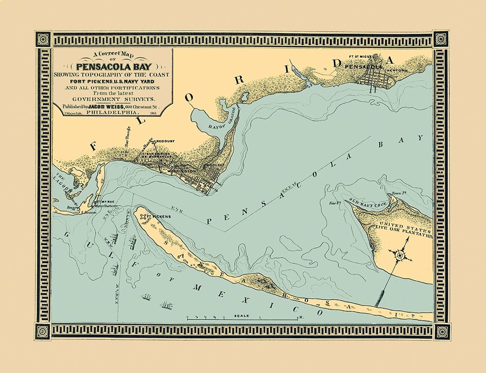 Pensacola Bay Florida - Weiss 1863 art print by Weiss for $57.95 CAD