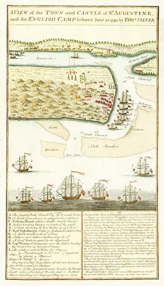 Siege of St Augustine Florida - Silver 1740 art print by Silver for $57.95 CAD