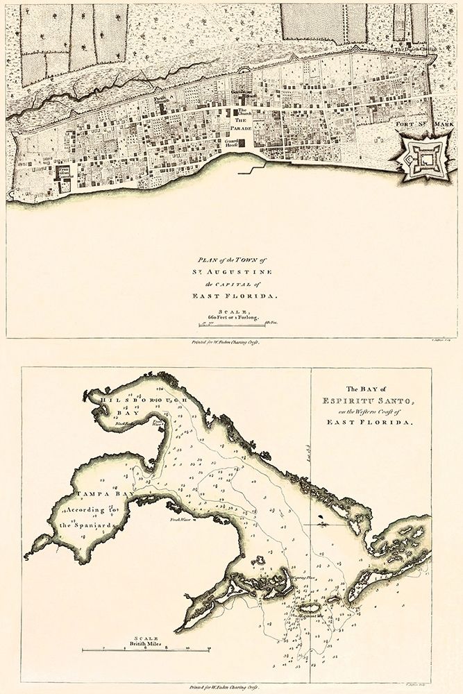 St Augustine, Tampa Bay Florida - Faden 1777 art print by Faden for $57.95 CAD