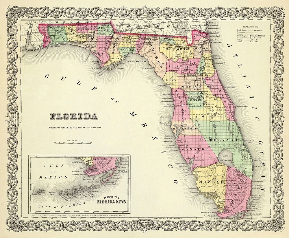 Florida - Colton 1856 art print by Colton for $57.95 CAD