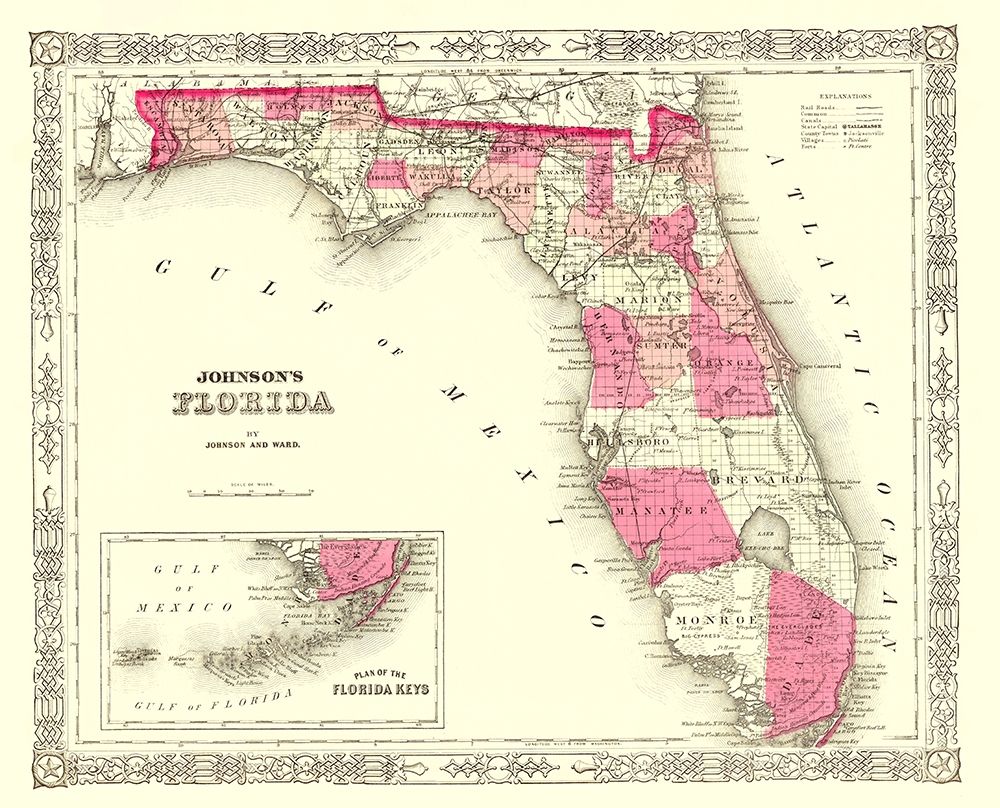 Florida - Johnson 1863 art print by Johnson for $57.95 CAD
