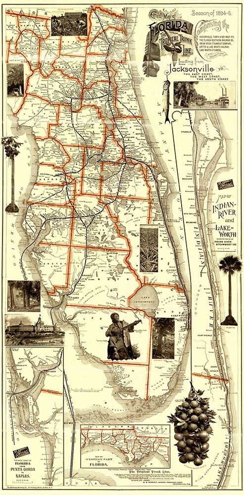 Florida Railroads - Matthews 1894 art print by Matthews for $57.95 CAD
