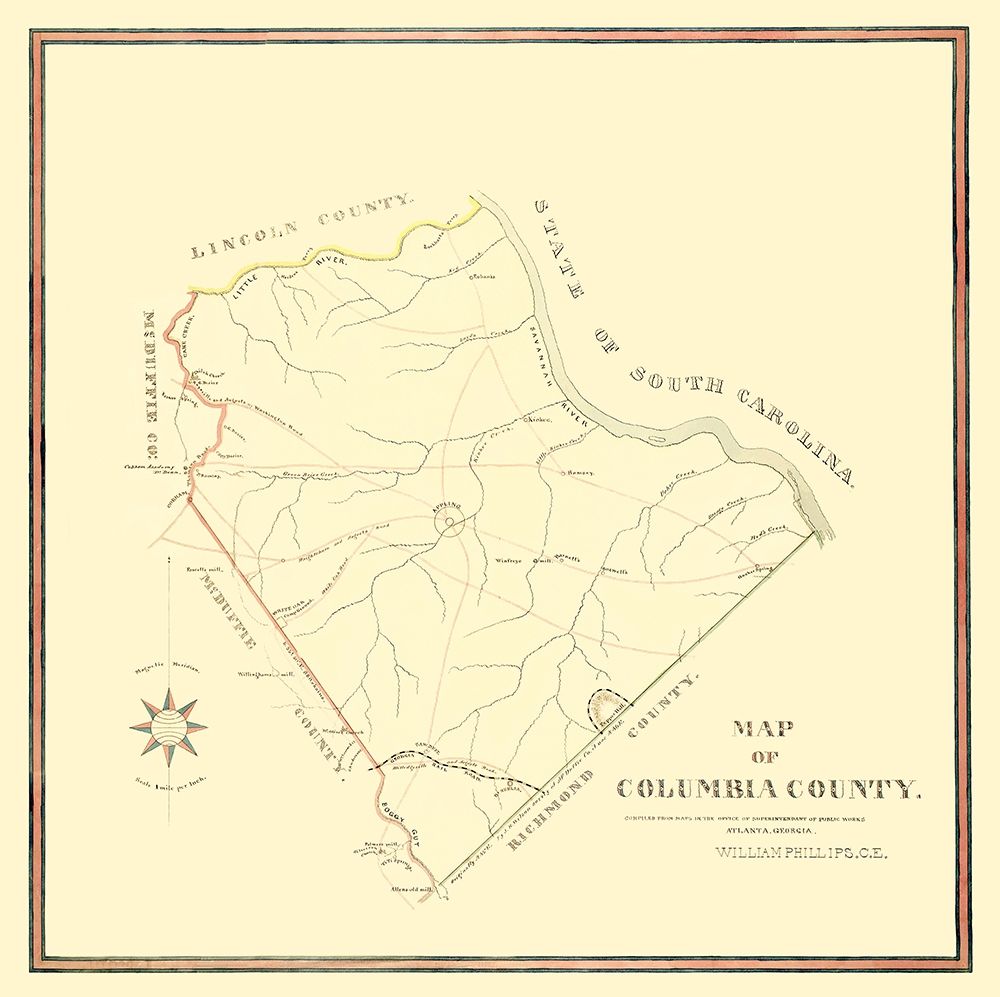 Columbia Georgia - Mc Duffie 1871 art print by Mc Duffie for $57.95 CAD