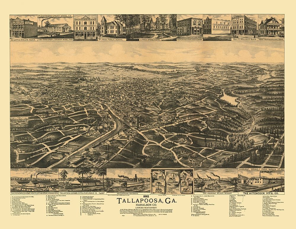 Tallapoosa Georgia - Norris 1892 art print by Norris for $57.95 CAD