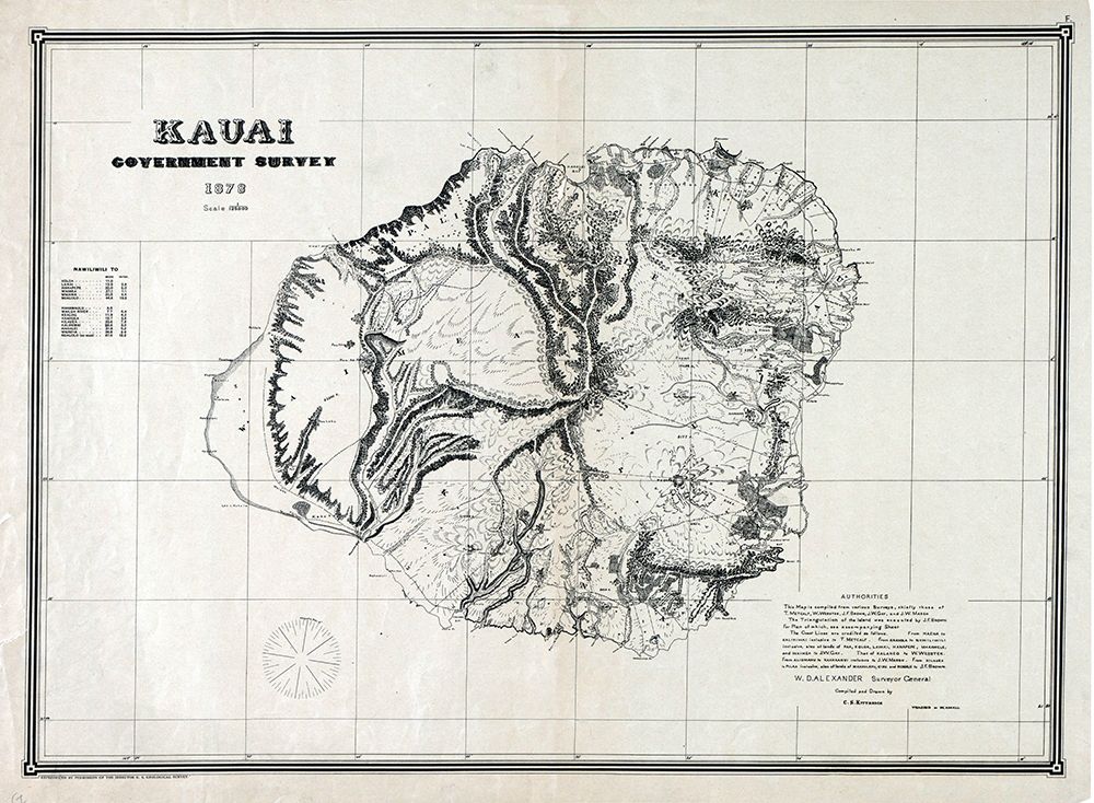 Kauai County Hawaii - Alexander 1878  art print by Alexander for $57.95 CAD