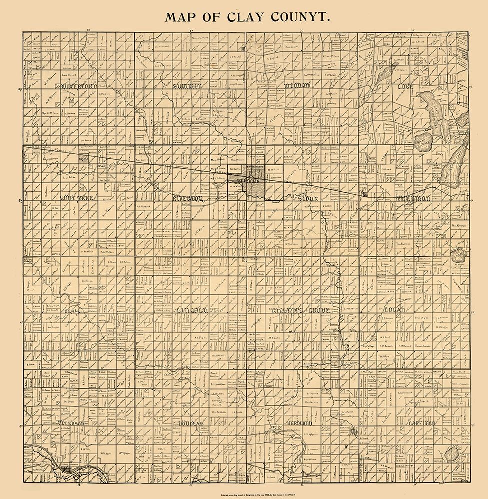 Clay County Iowa - Long 1896  art print by Long for $57.95 CAD