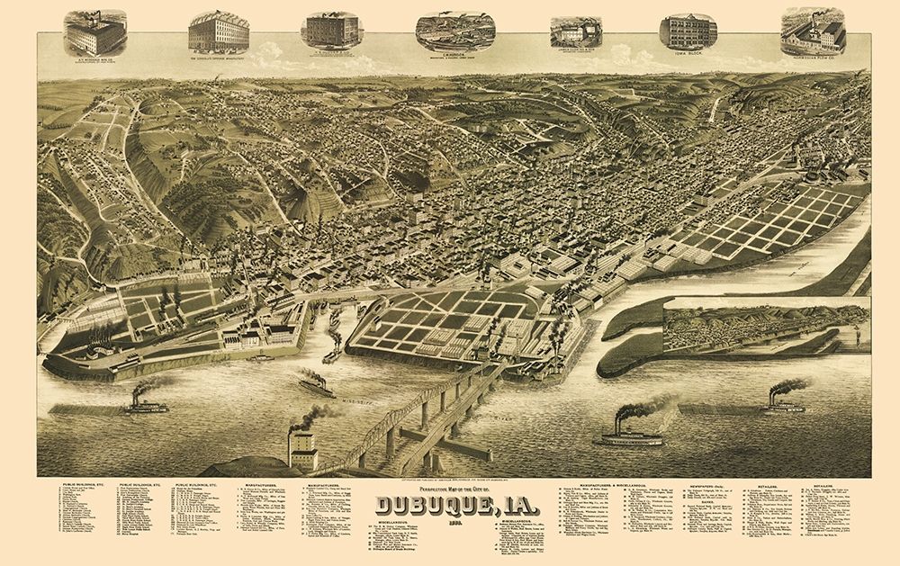 Dubuque Iowa - Wellge 1889 art print by Wellge for $57.95 CAD