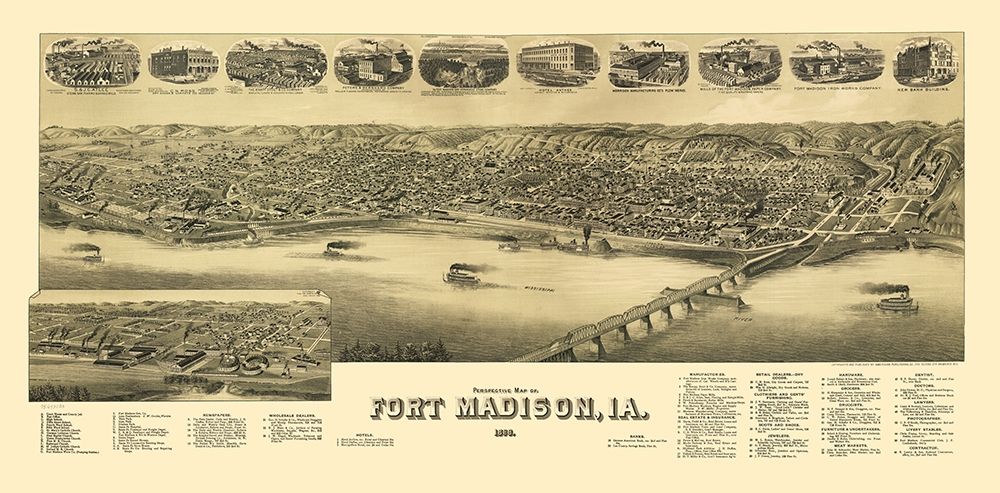 Fort Madison Iowa - Wellge 1889 art print by Wellge for $57.95 CAD