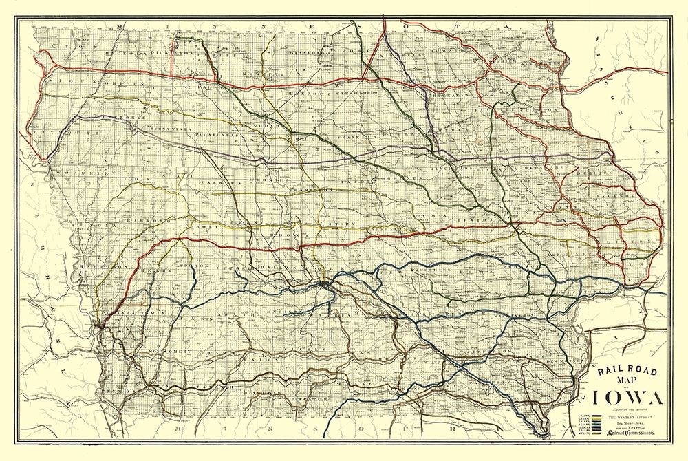 Iowa Railroad - Western Litho 1881  art print by Western Litho for $57.95 CAD