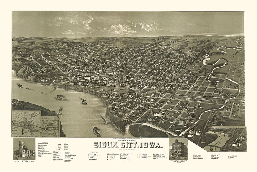 Sioux City Iowa - Wellge 1888 art print by Wellge for $57.95 CAD