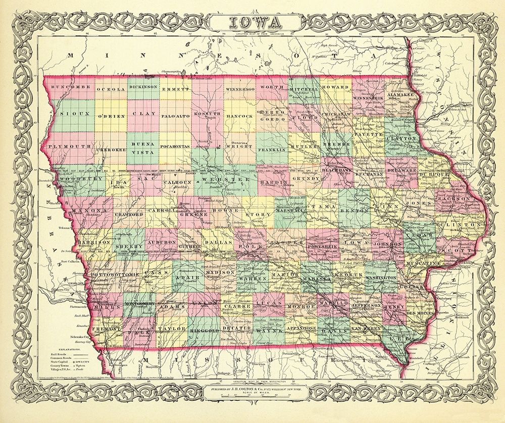 Iowa - Colton 1856 art print by Colton for $57.95 CAD