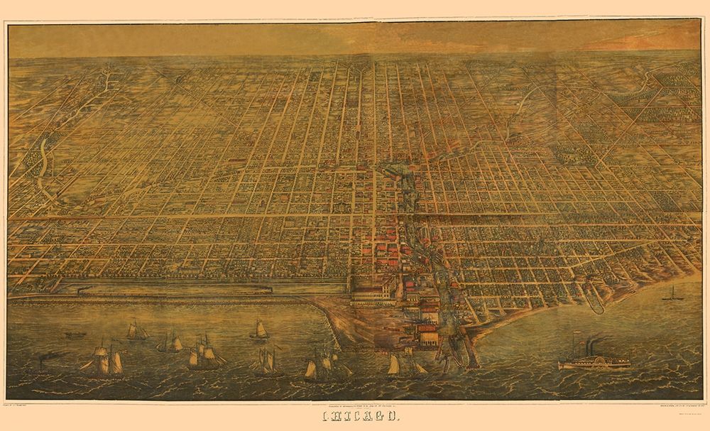 Chicago Illinois - Braunhold 1857 art print by Braunhold for $57.95 CAD