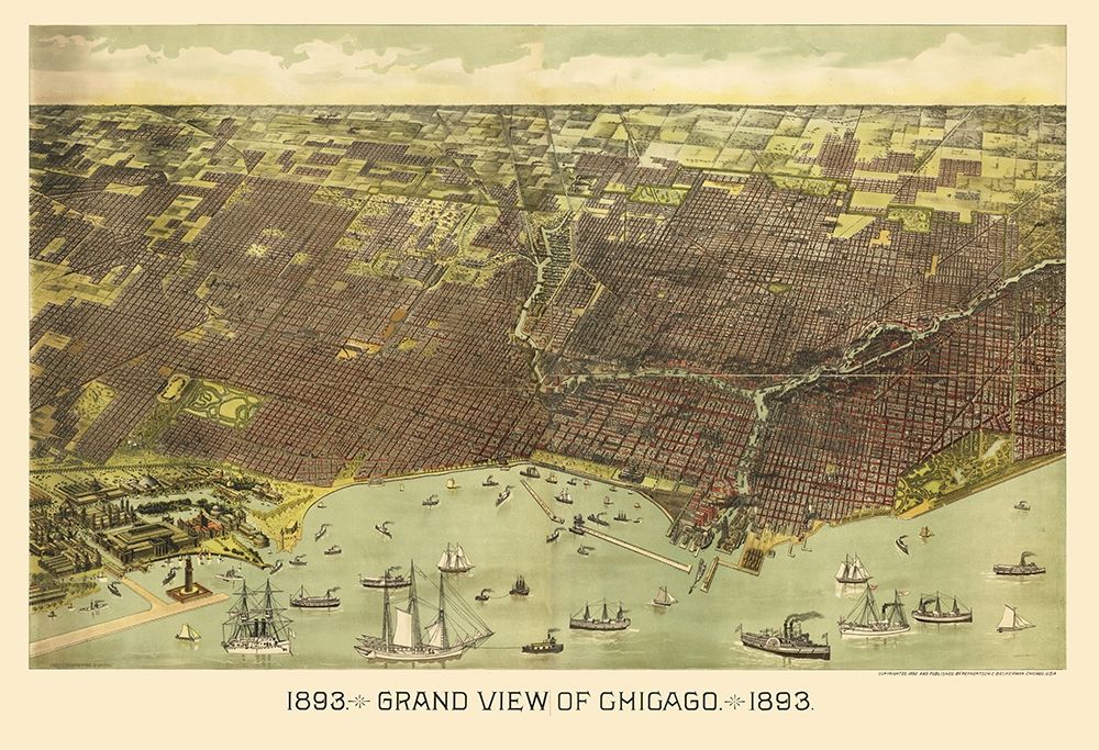 Chicago Illinois - Reynertson 1892 art print by Reynertson for $57.95 CAD