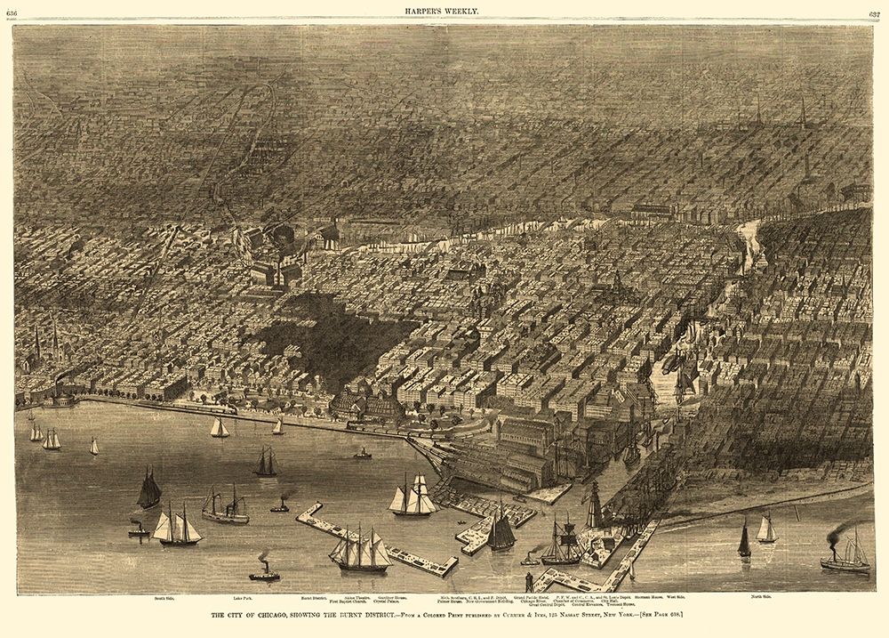 Chicago Illinois - Currier 1874 art print by Currier for $57.95 CAD