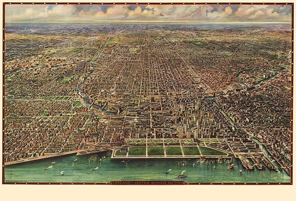 Chicago Illinois - Reincke 1916 art print by Reincke for $57.95 CAD