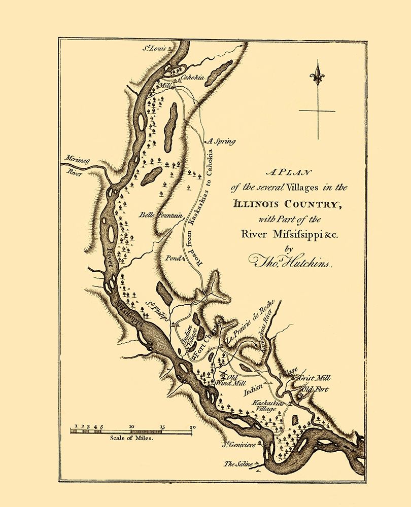 Mississippi River Villages - Hutchins 1778 art print by Hutchins for $57.95 CAD