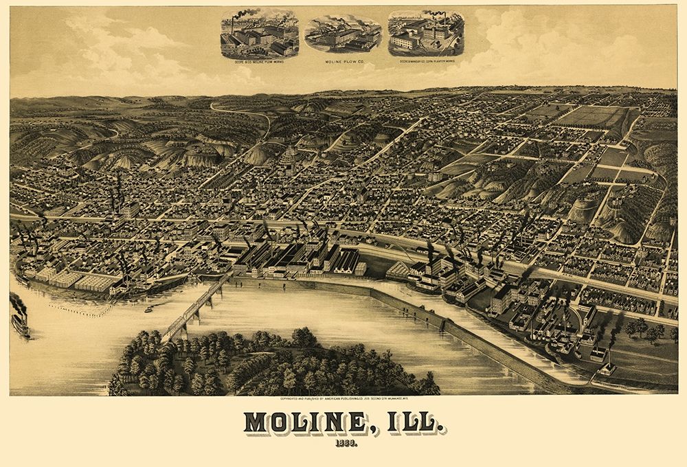 Moline Illinois - Wellge 1889 art print by Wellge for $57.95 CAD