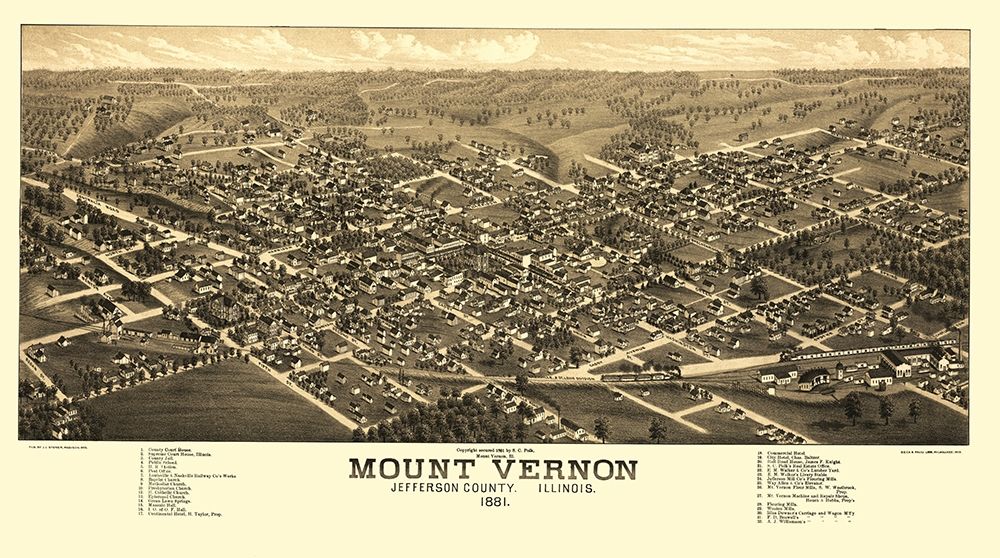 Mount Vernon Illinois - Polk 1881 art print by Polk for $57.95 CAD