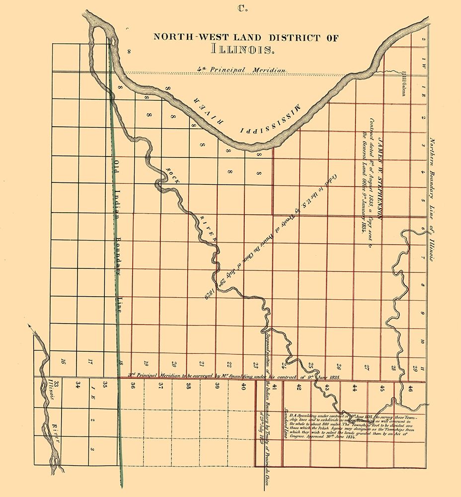 Northwest Land District Illinois - Spaulding 1836 art print by Spaulding for $57.95 CAD
