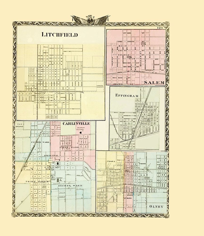 Litchfield, Salem, Effingham, Carlinville, Olney art print by Union for $57.95 CAD