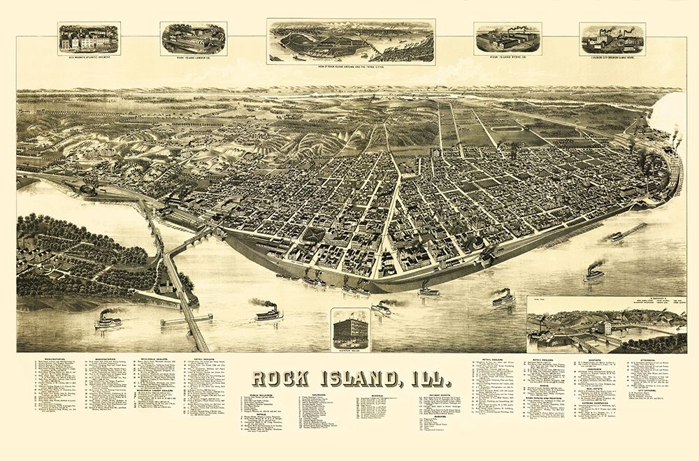 Rock Island Illinois - Wellge 1888 art print by Wellge for $57.95 CAD
