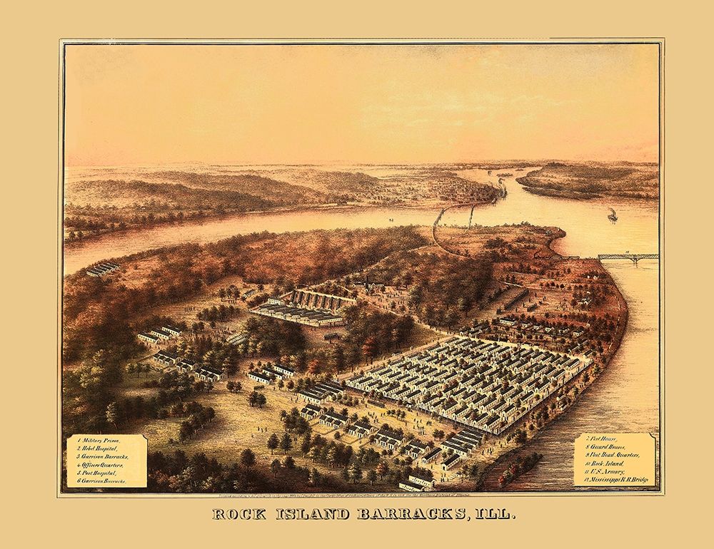 Rock Island Barracks Illinois - Speidel 1864 art print by Speidel for $57.95 CAD