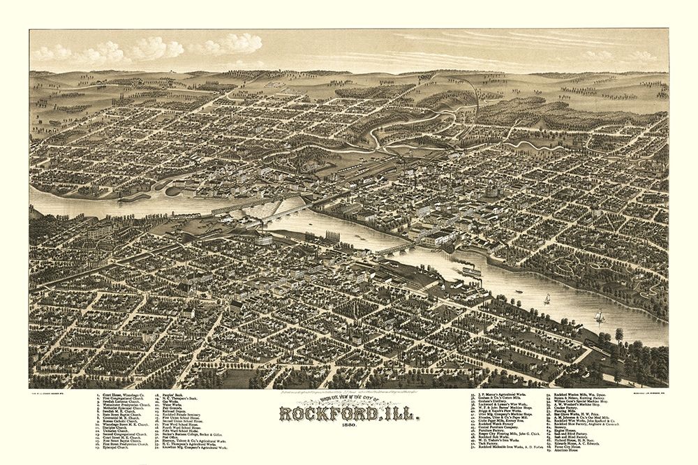 Rockford Illinois - Beck 1880 art print by Beck for $57.95 CAD