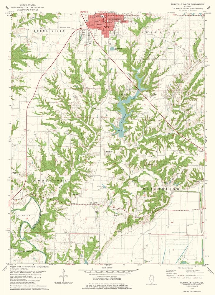 South Rushville Illinois Quad - USGS 1981 art print by USGS for $57.95 CAD