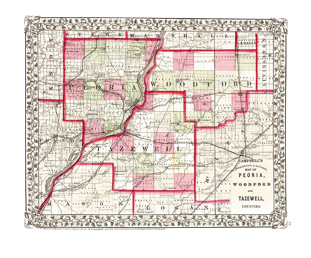 Peoria  Woodford  Tazewell Illinois - Campbell art print by Campbell for $57.95 CAD