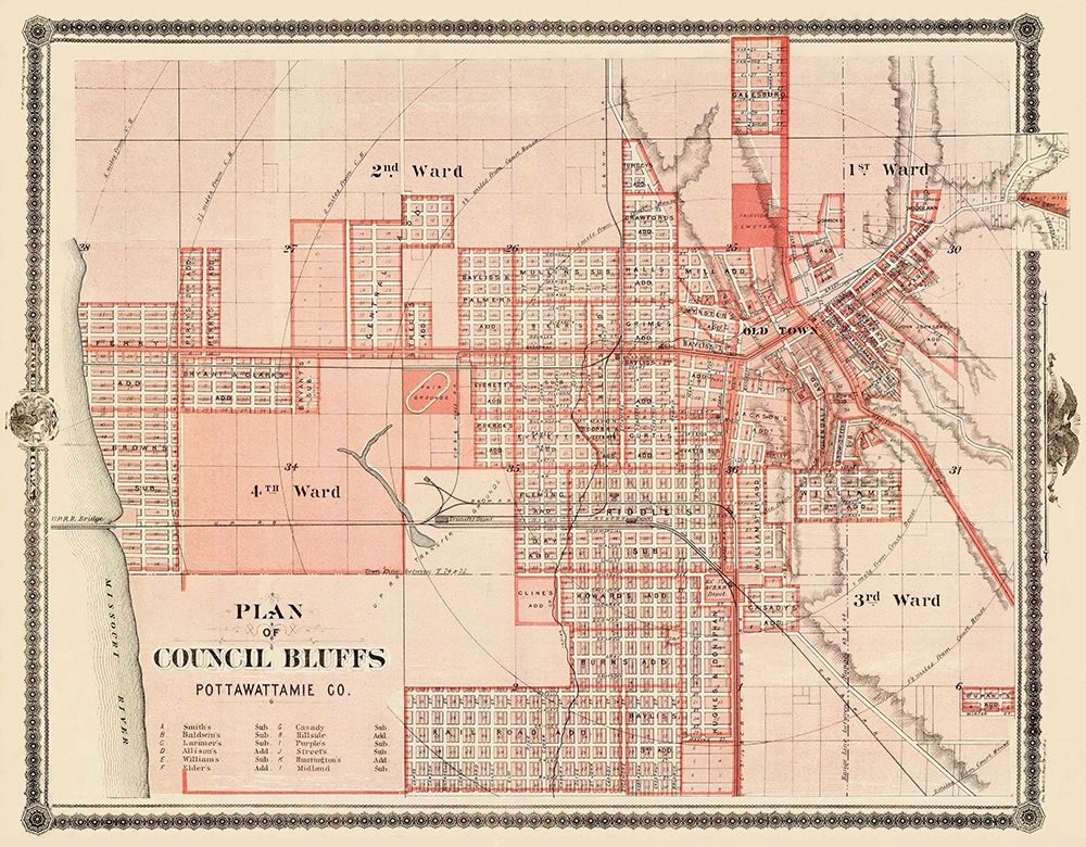 Council Bluffs Iowa - Andreas 1875 art print by Andreas for $57.95 CAD
