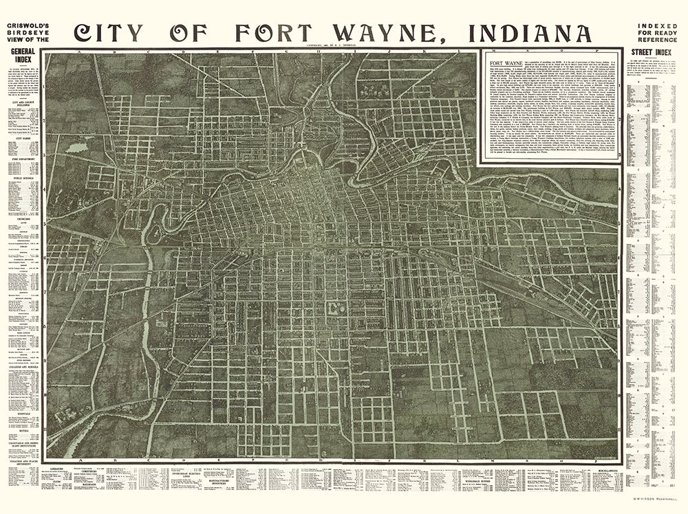 Fort Wayne Indiana - Hixson 1907 art print by Hixson for $57.95 CAD