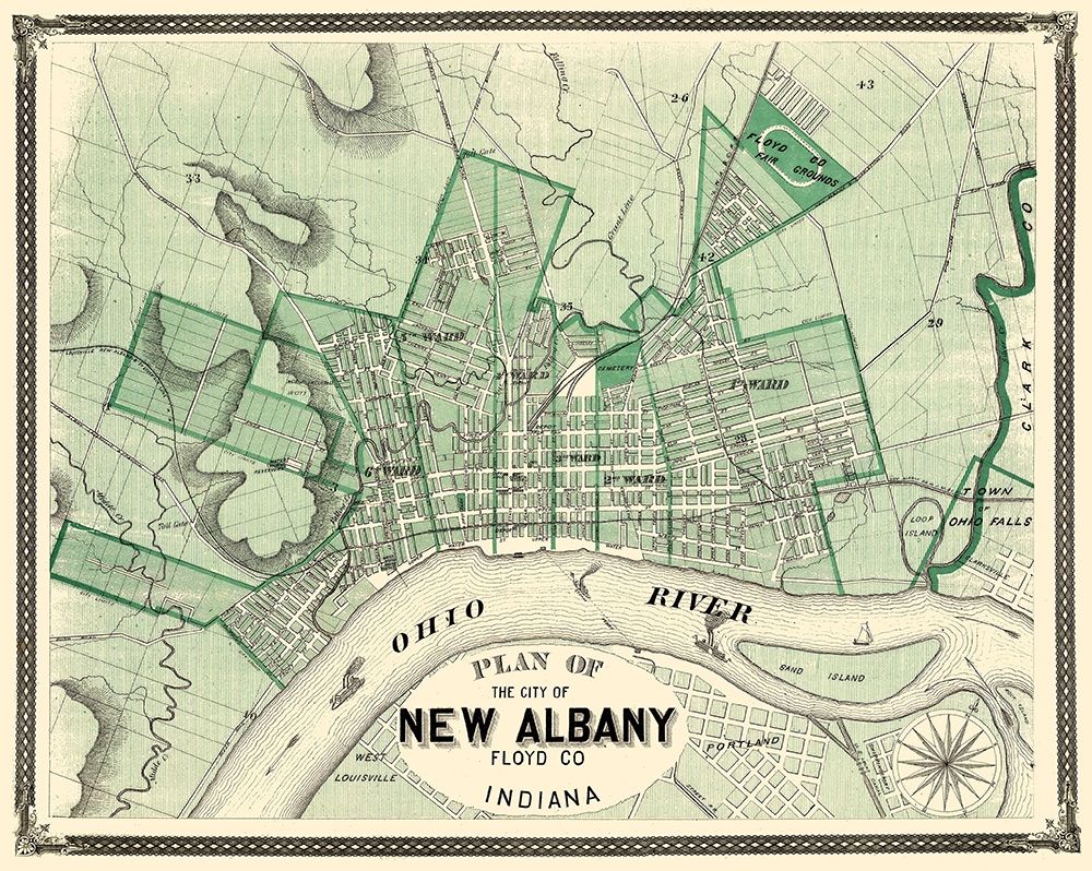 New Albany Indiana - Baskin 1876 art print by Baskin for $57.95 CAD