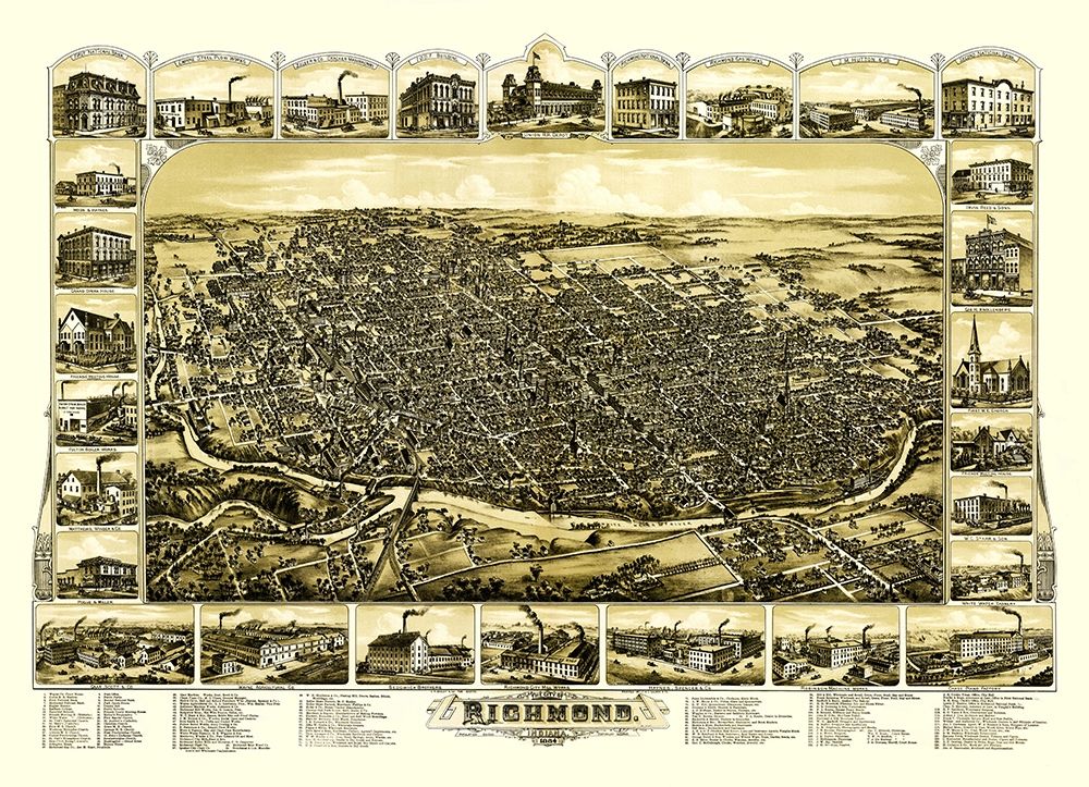 Richmond Indiana - Gilman 1884 art print by Gilman for $57.95 CAD