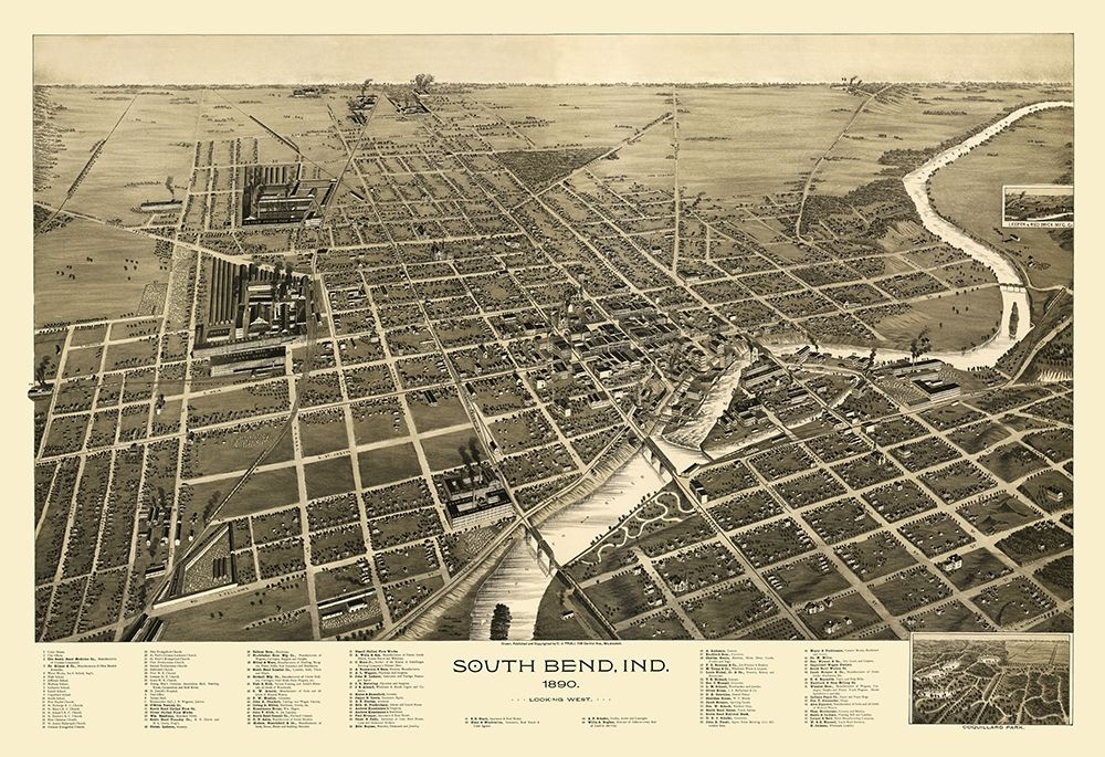 South Bend Indiana - Pauli 1890 art print by Pauli for $57.95 CAD