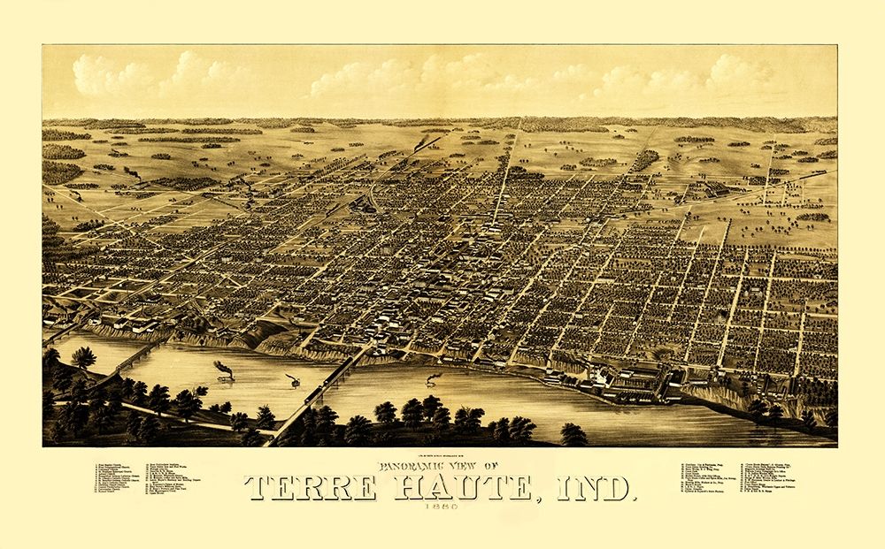 Terre Haute Indiana - Beck 1880 art print by Beck for $57.95 CAD