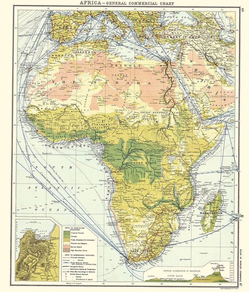 General Commercial Chart Africa - Newnes 1907 art print by Newnes for $57.95 CAD