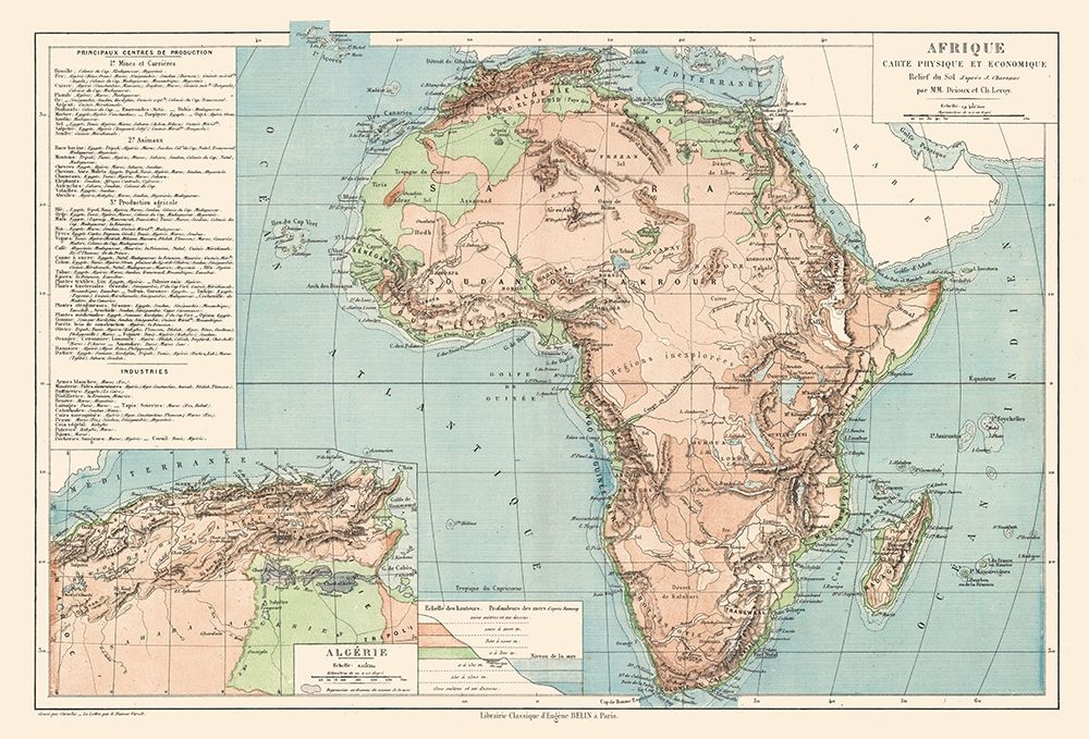 Physical Africa - Drioux 1882 art print by Drioux for $57.95 CAD