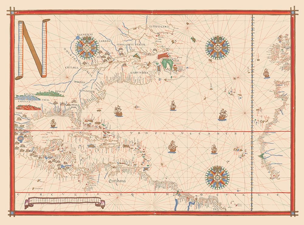 Americas Early Settlements- Martines 1587  art print by Martines for $57.95 CAD